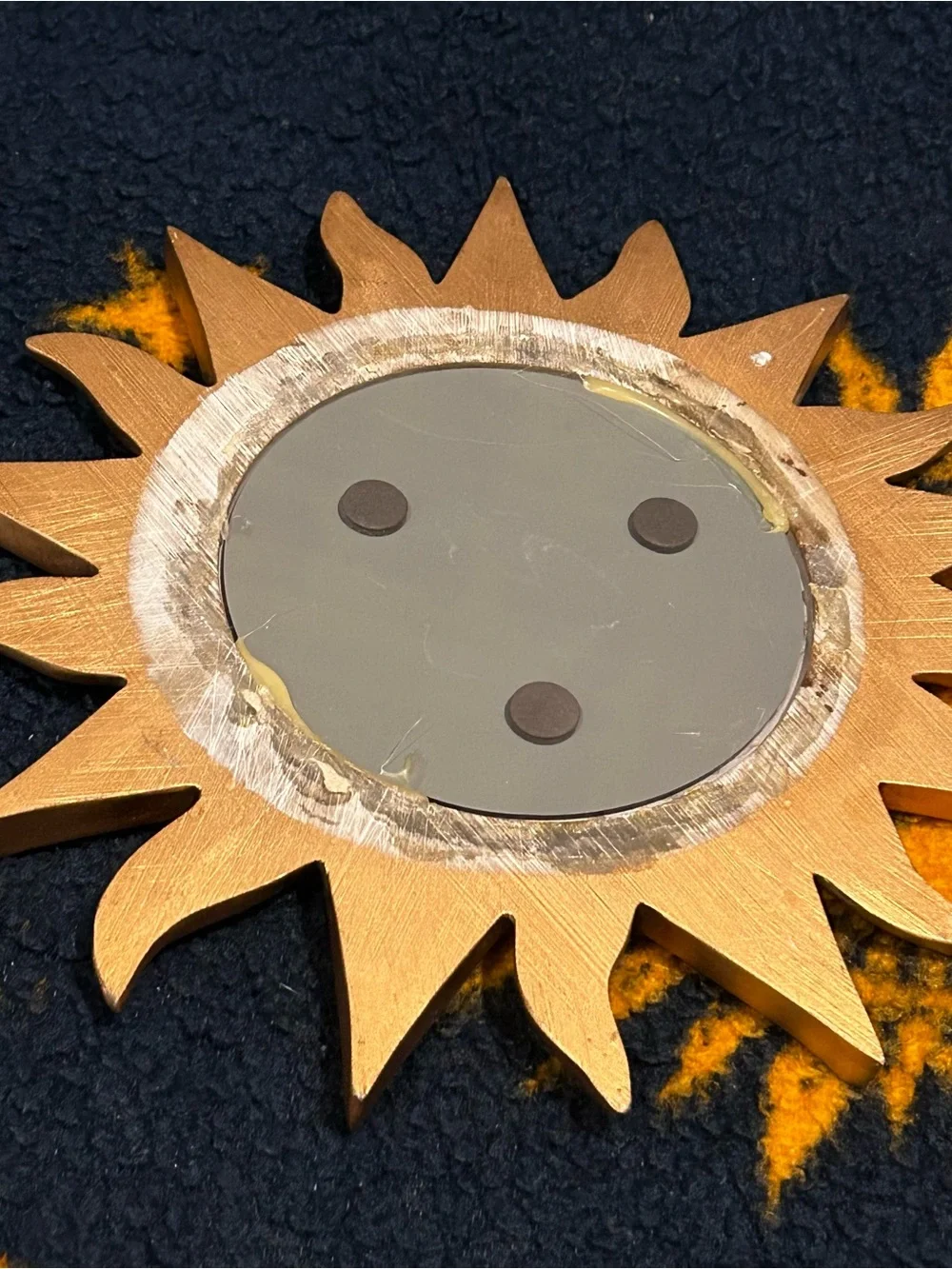 VTG 90s Celestial Gold Sun Accent Mirror Whimsigoth Boho MCM Sunburst Wall Decor